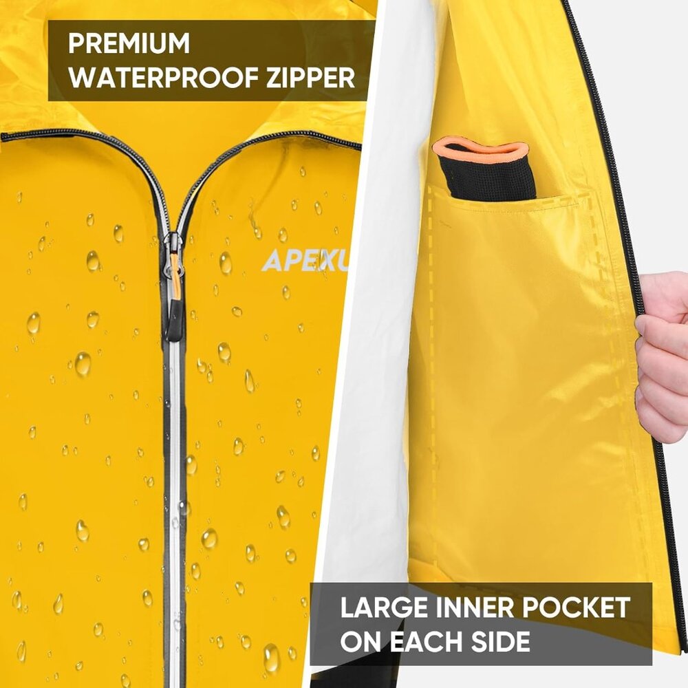Packable Rain Jacket Men with Reflective Zipper, … - image 5
